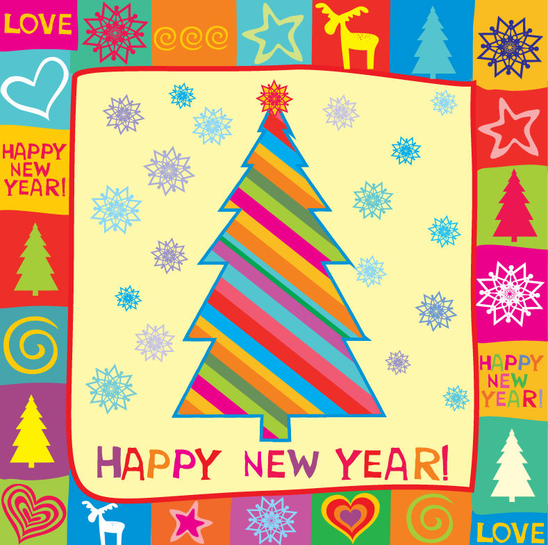 free vector Happy New Year Greeting Card Vector Illustration